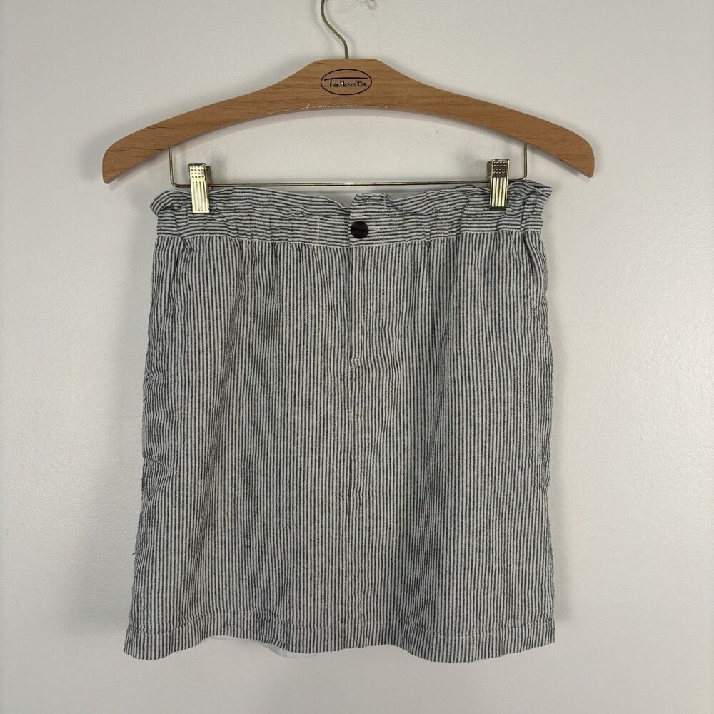 J Crew Womens Lined Striped Linen Blend Paper-Bag Mini Skirt Size 6